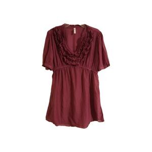 xhilaration Shirt Size Medium  Empire Sheer Purple Ruffle Top Blouse Shirt